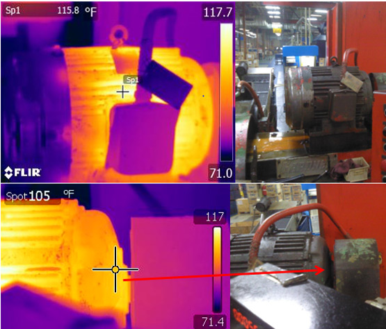 Infrared inspection of moving parts.