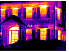 Thermal patterns on outside of house.