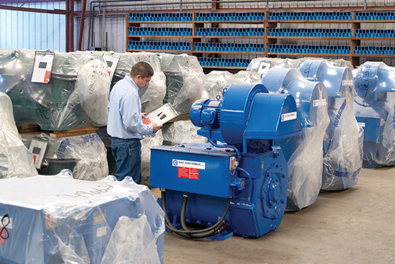 Motors that are being unpacked before installation.