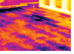 Thermal image of roof moisture