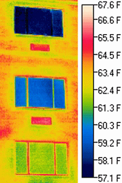 Diagram of heat loss from windows.